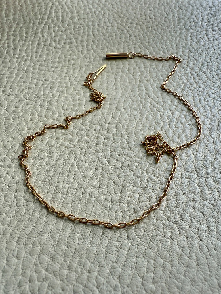 Antique Cable Link Necklace with Barrel Clasp - Solid 18k gold - 18.3 inch length