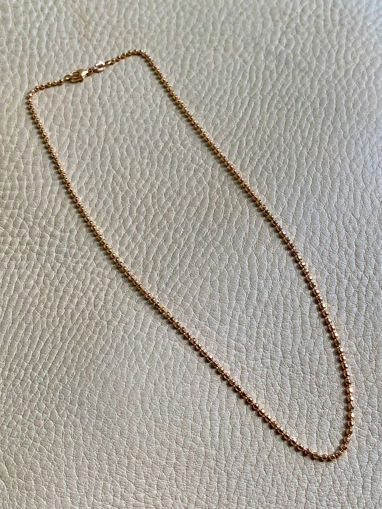 Italian vintage 18k gold faceted ball chain necklace by Balestra - 16.6 inch length
