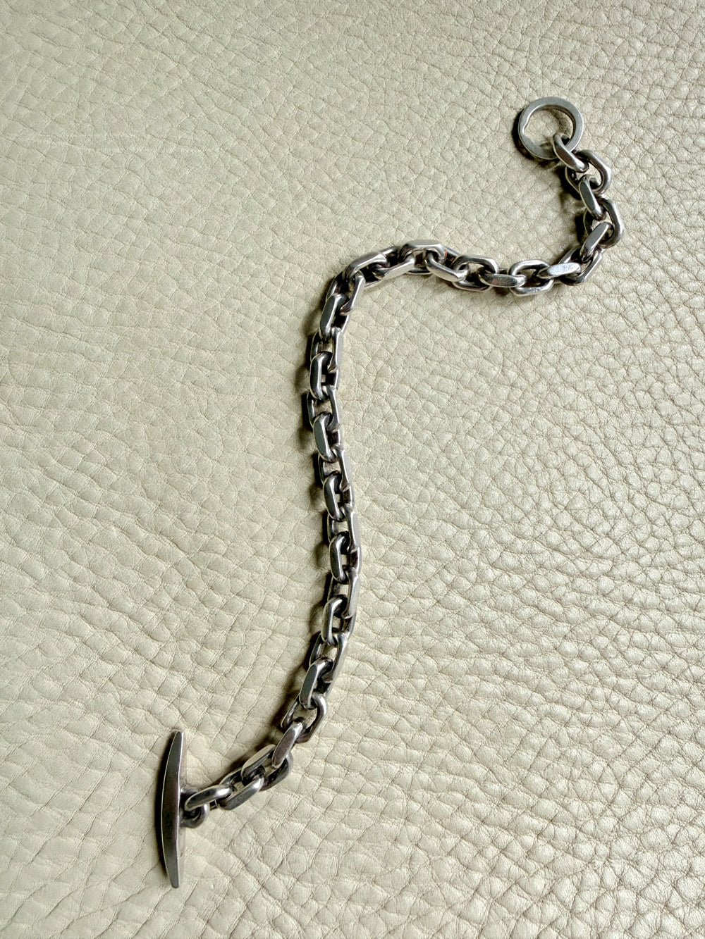 1960-1973 Robert Valentin Olsen - Chunky Silver Biker Link Bracelet with Toggle Clasp - 8.6 inch length