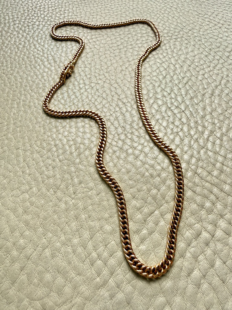 Signed Vintage Tight Curb Link Necklace 18k Gold – 18.5 Inch Length