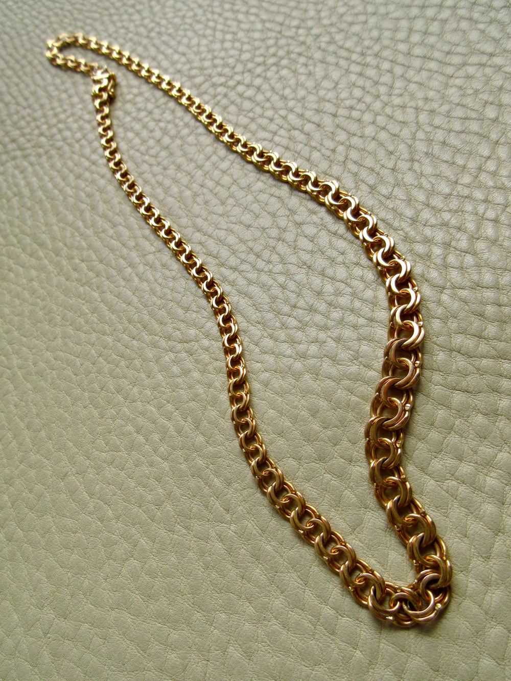 Swedish Vintage 18k Gold Necklace - Graduated Double Link Chain Necklace - 17.1 inch length
