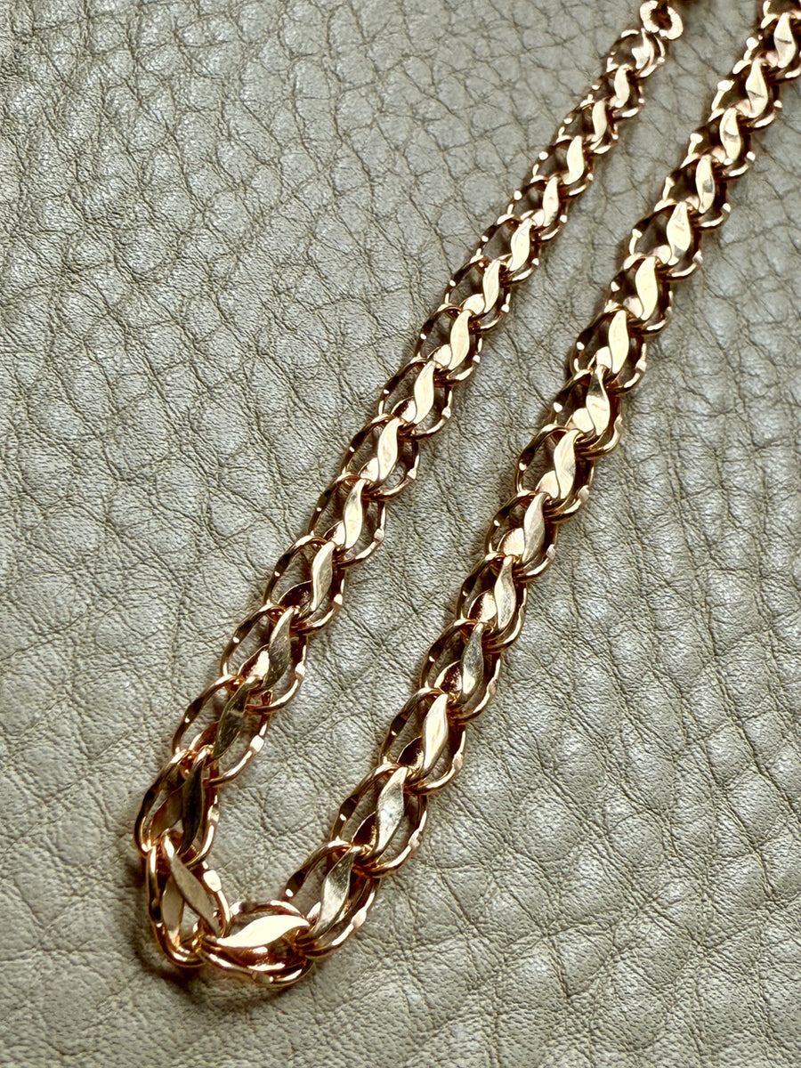 1960 Swedish Vintage Tulip Link Necklace in Rosy 18k gold - 16.3 inch length