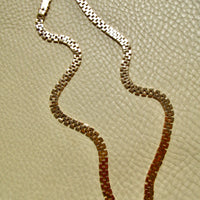 SILKY! Midcentury Italian Brick Link Necklace 18k Gold – 18.5 Inch Length on beige background
