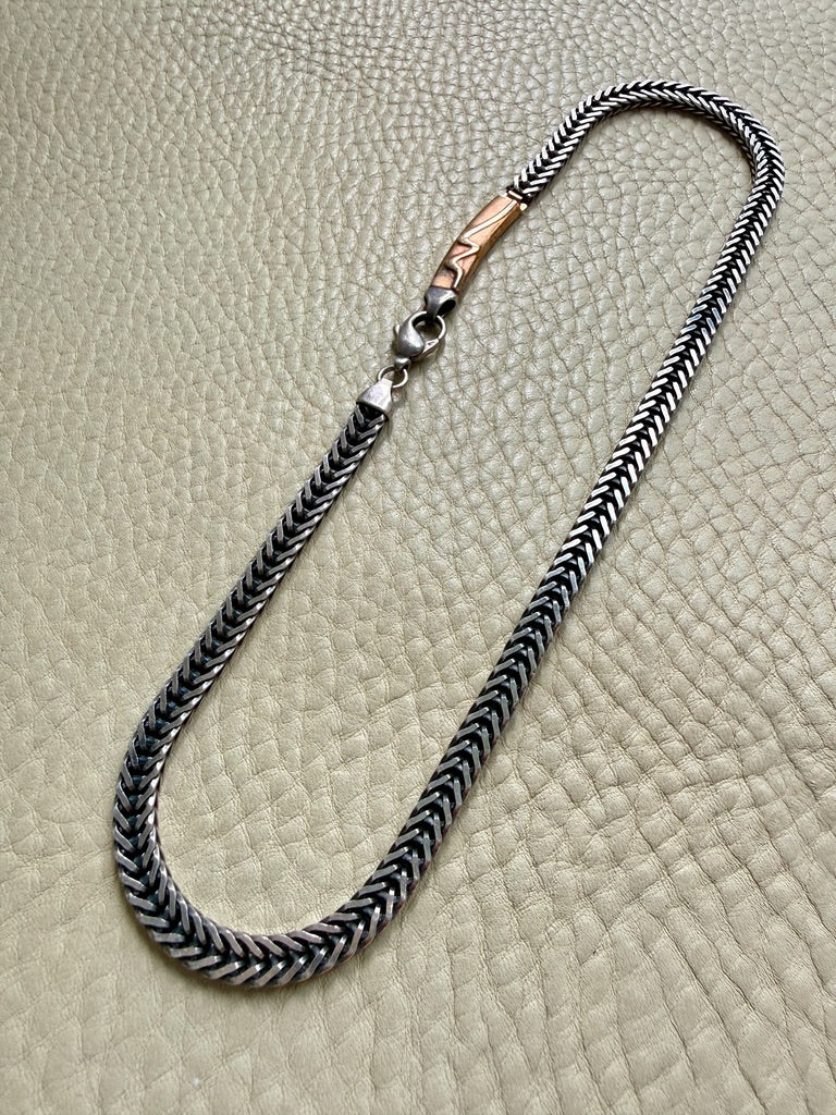 Vintage Sterling Silver Herringbone Chain Necklace ALTON & Pernilla Wiberg – 17 Inch length