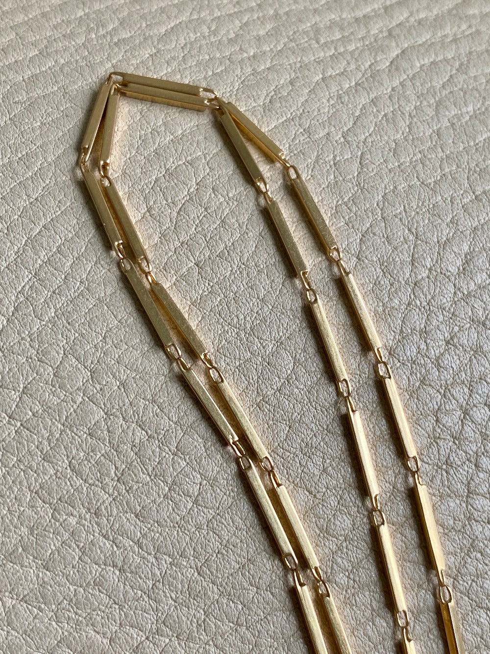 Geometric gold bar link necklace - 18k gold - 21 inch length