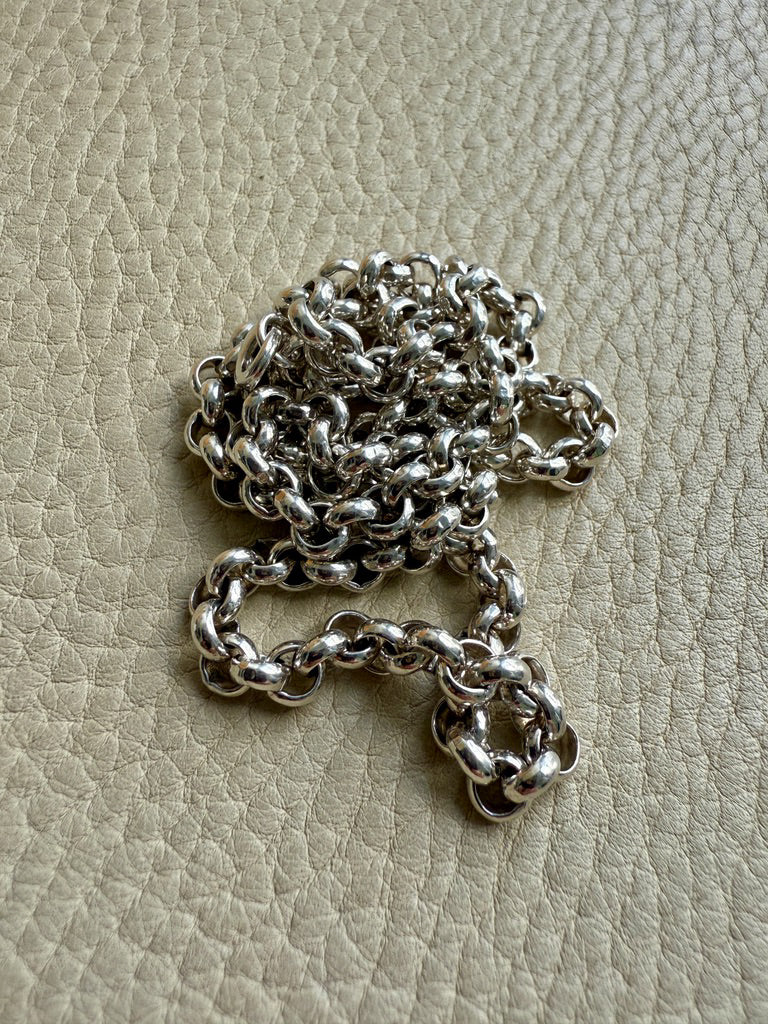 Chubby Vintage Silver British Rolo Link Necklace- 18 inch length