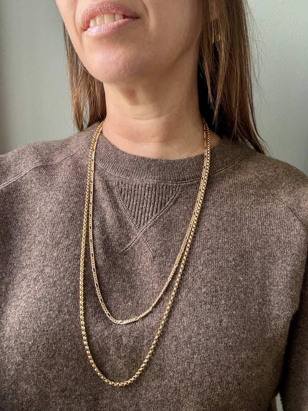 1986 Figaro Curb Link Variation Long Necklace in 18k Gold - 27.7 inch length