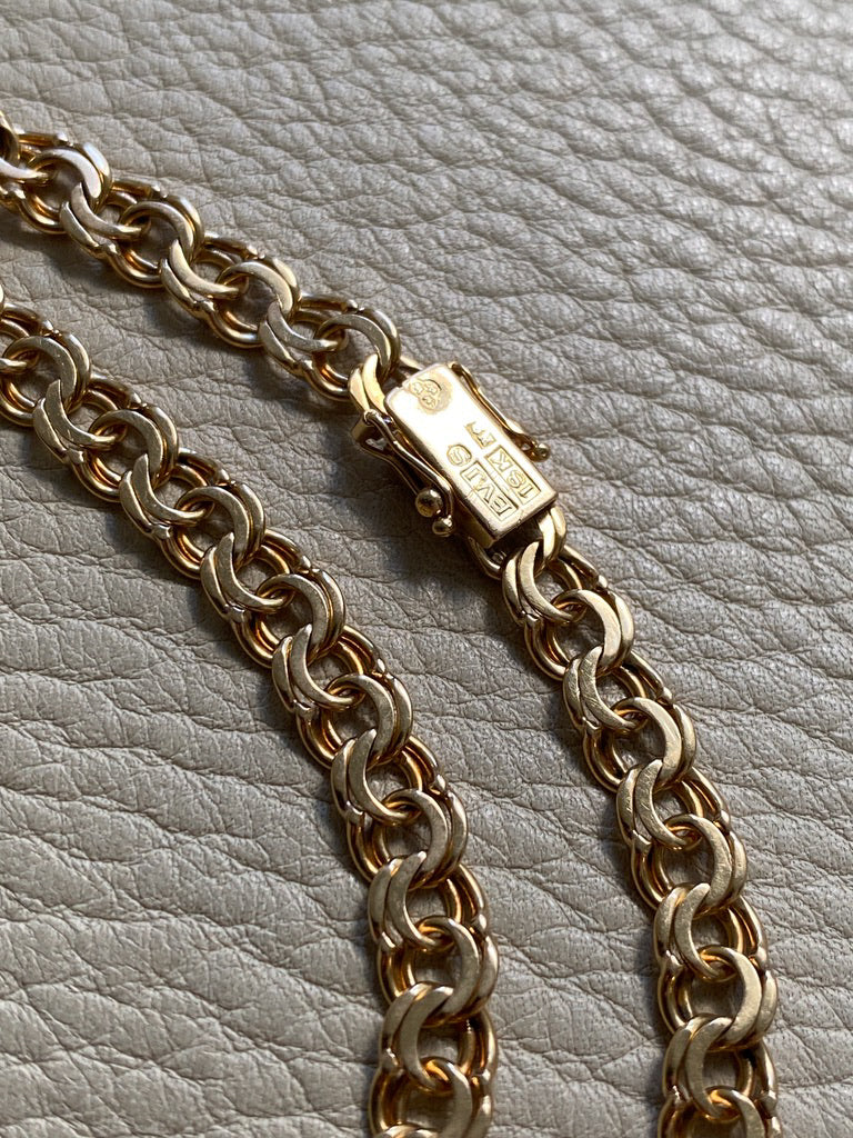 Vintage 1963 Double link solid 18k gold bracelet - 7.5 inch length