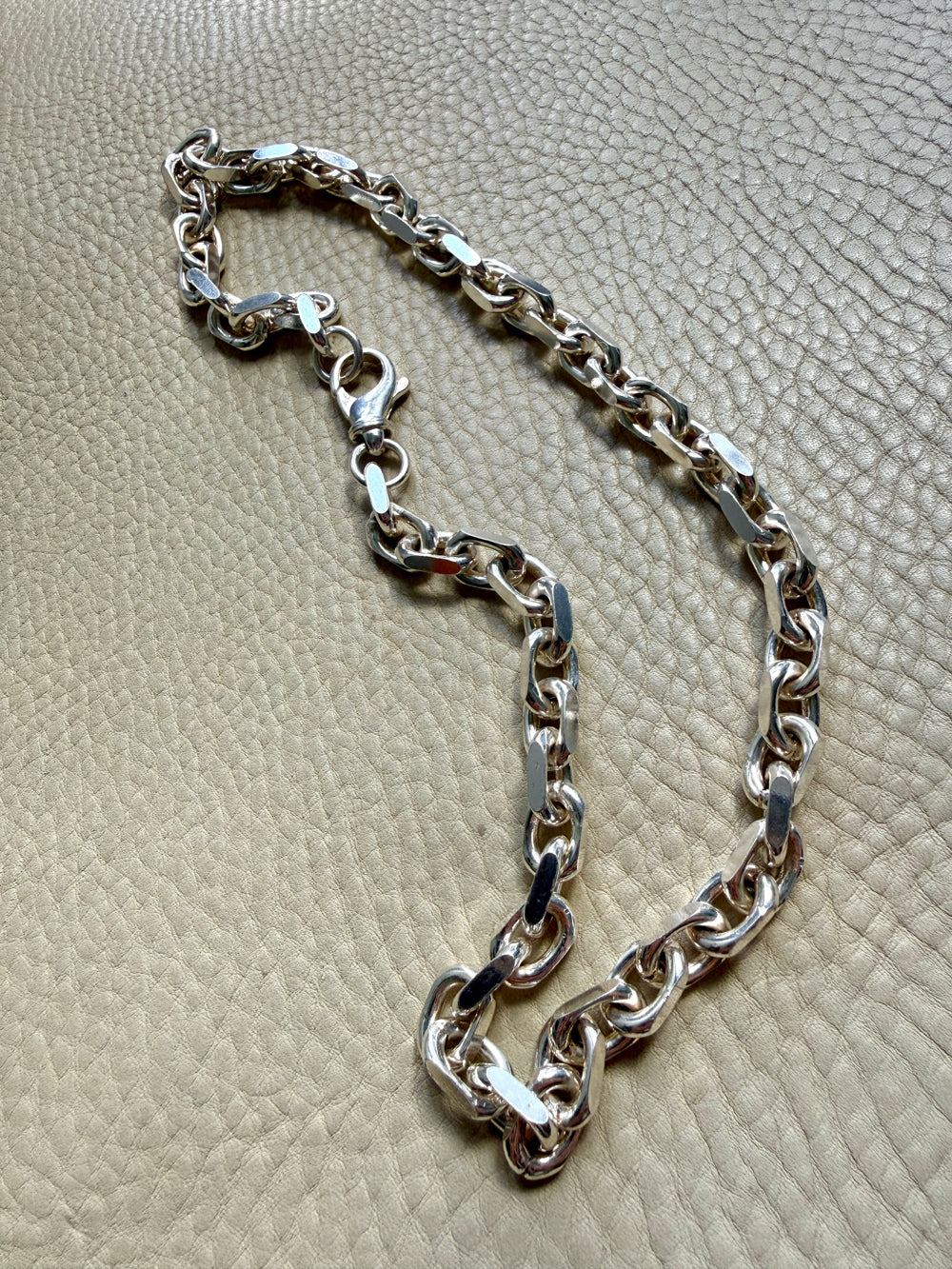 CHUNKY Vintage Sterling Silver Biker Chain Necklace - 19.5 inch length