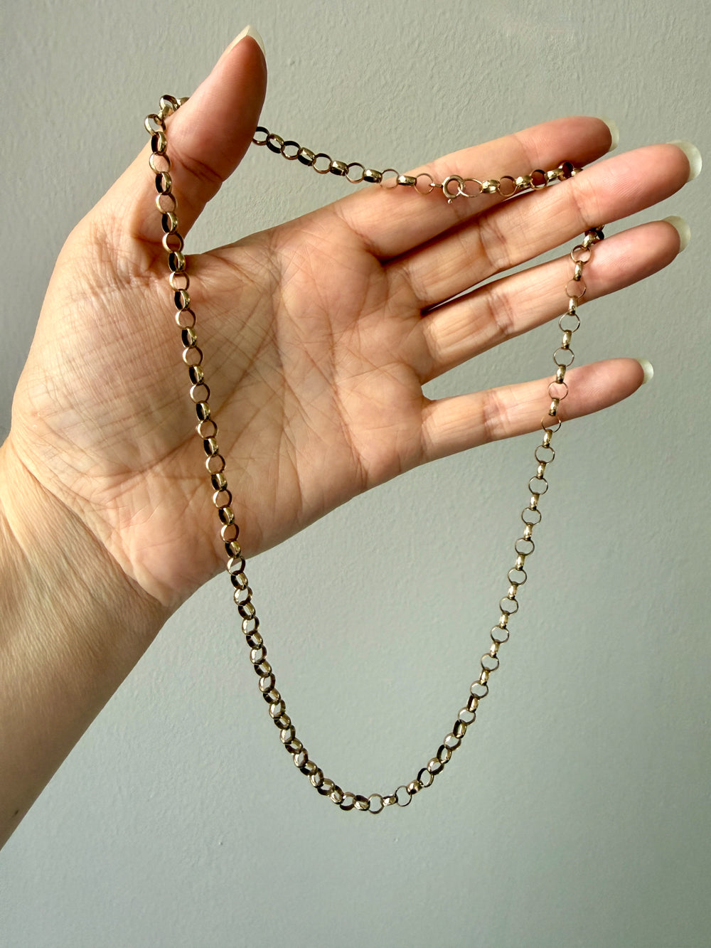 9k gold Antique Rolo Link Chain - 21 inch length