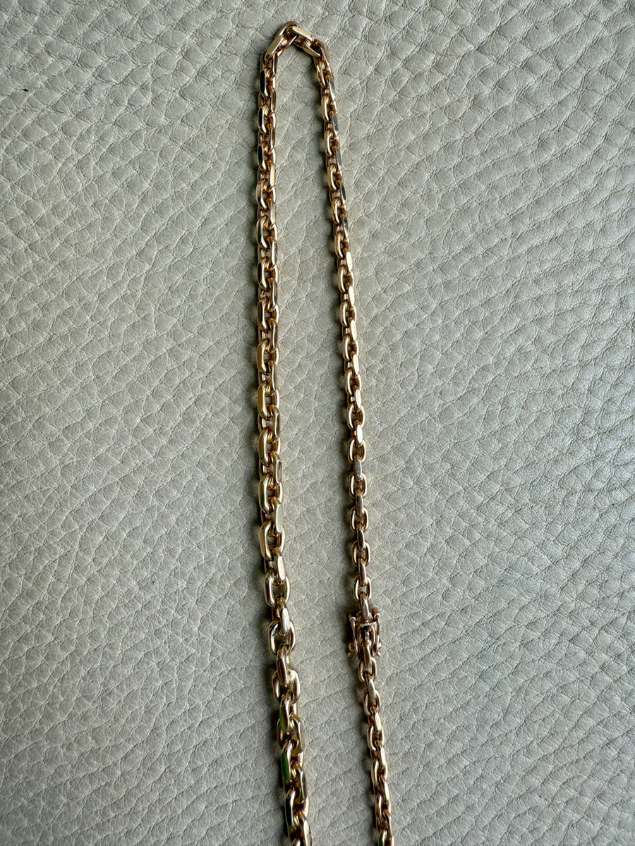 RARE Midcentury Era 14k gold Graduated Biker Link Necklace Signed Edvin Einar & C Larsen - 17.8 inch length