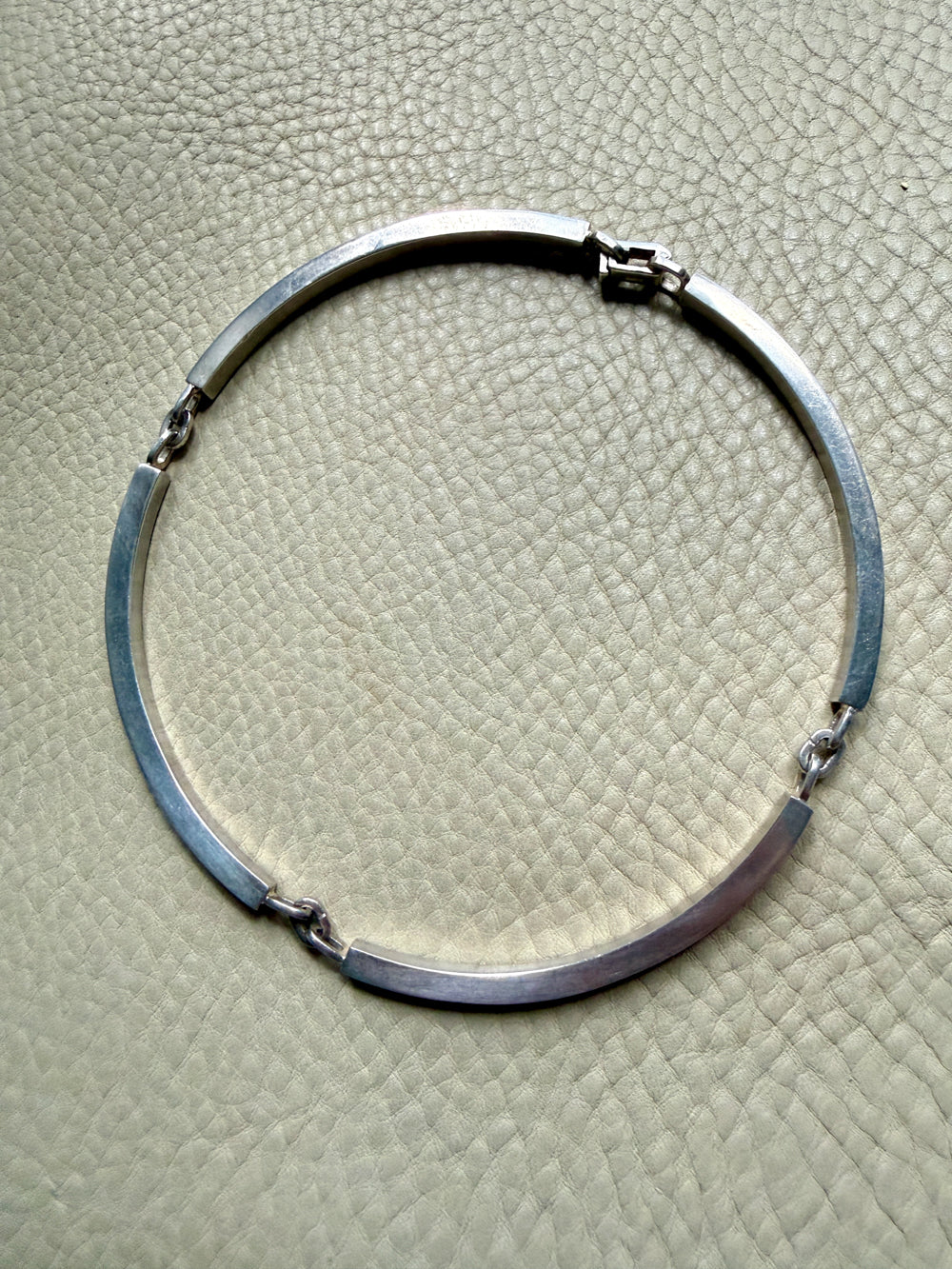1970s era Vintage Sterling Silver Bar Link Choker Necklace by Franz Scheuerle Quinn – 14.5 inch interior circumference