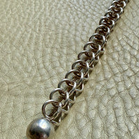 Danish Vintage Sterling Silver Open Foxtail Link Bracelet with Dog Clip - 9 inch adjustable length