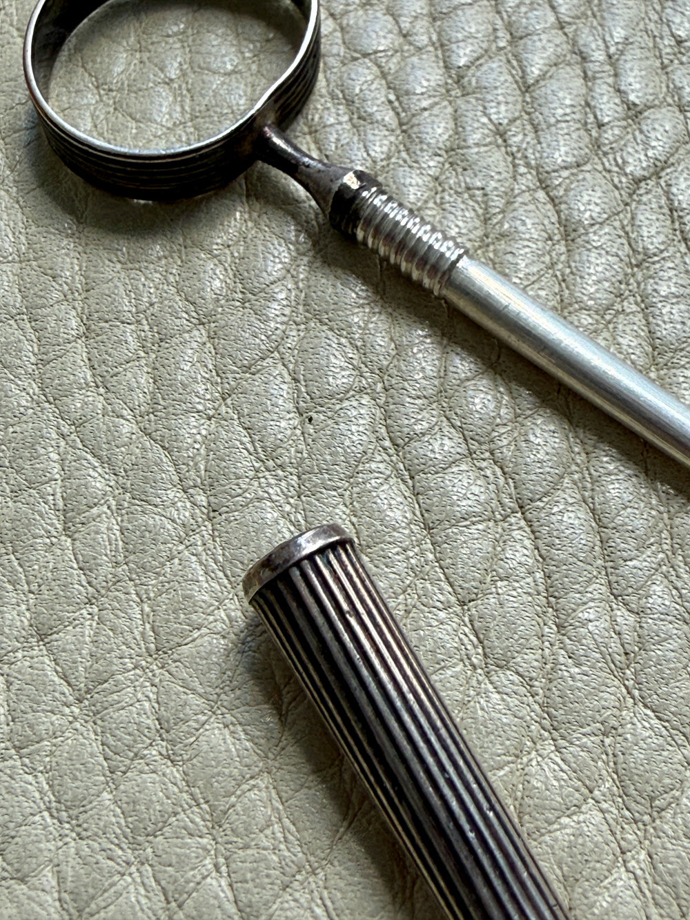 Dutch Antique Silver Awl with Screw Cover - Pendant - 3.5 inch length