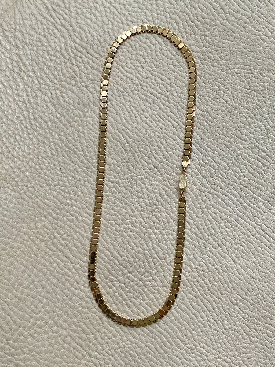 Sensational Vintage Hexagon Link gold necklace made in solid 18k gold - 17.6 inch length