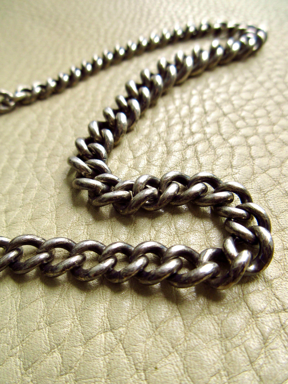 1863 Antique UK Sterling Silver Curb Link Watch Chain – 15.2 Inch Length