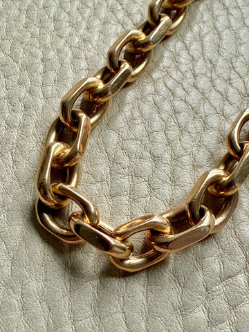 Wow! 1941 Swedish Vintage CHONK Biker Link Bracelet in 18k Gold- 7.3 inch interior circumference