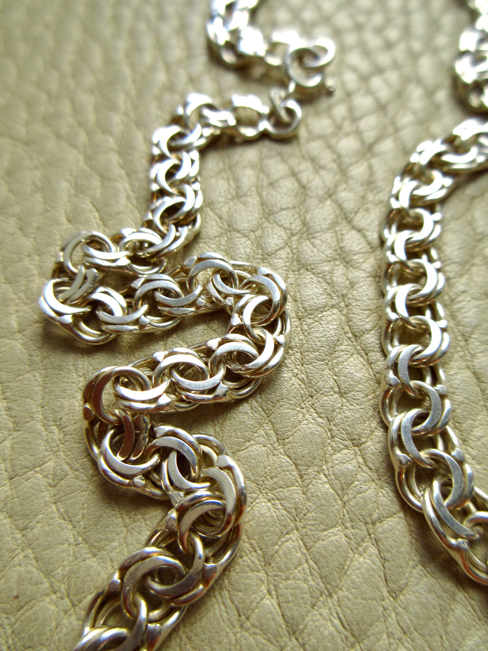 Vintage European 1900s Silver Double Link Necklace – 17.75 Inch Length