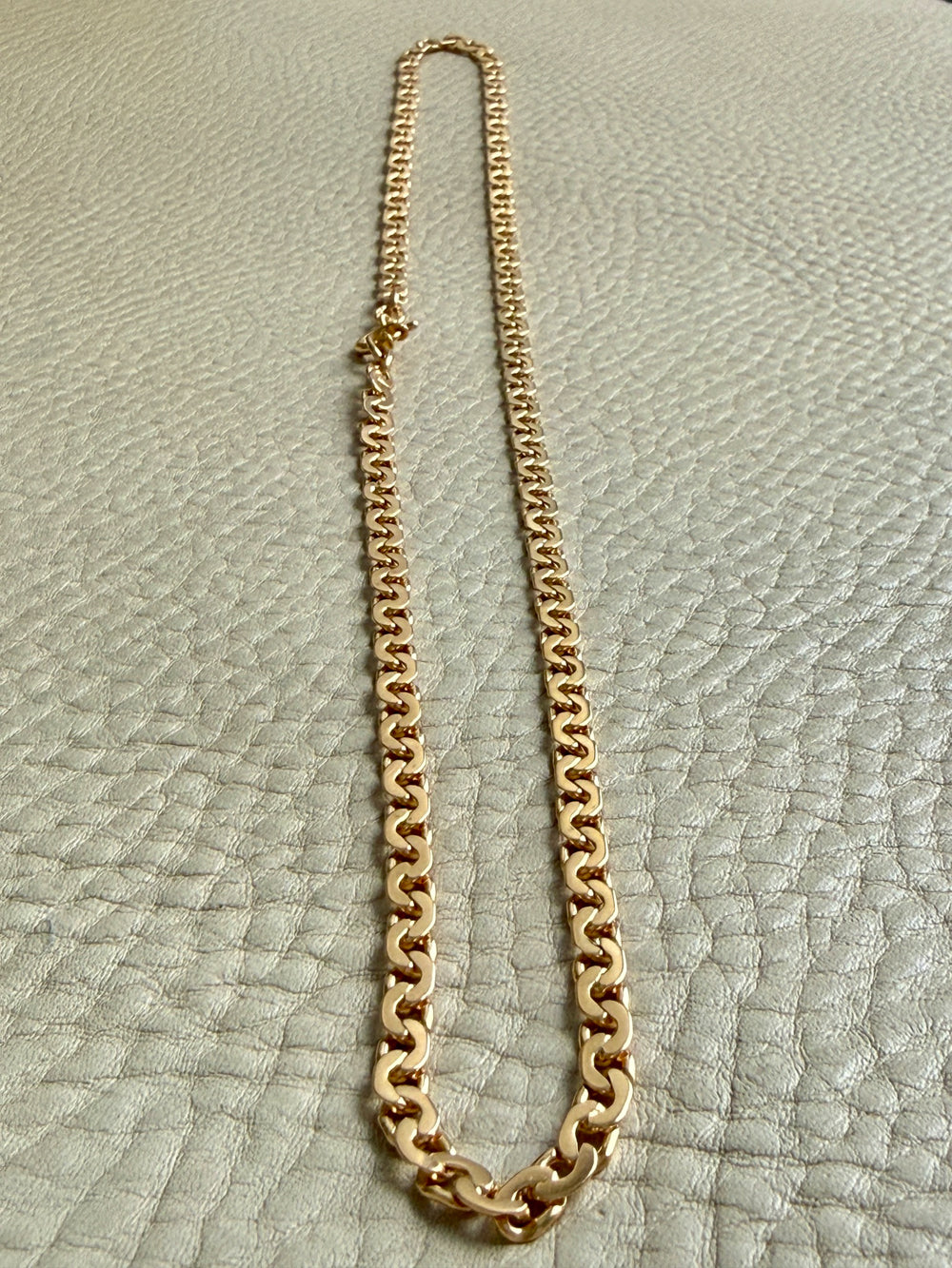 STUNNING Vintage Virola Link Necklace 18k Gold – 22.5 Inch Length