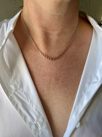 Swedish Vintage 18k Gold Necklace - Graduated Double Link Chain Necklace - 16.8 inch length