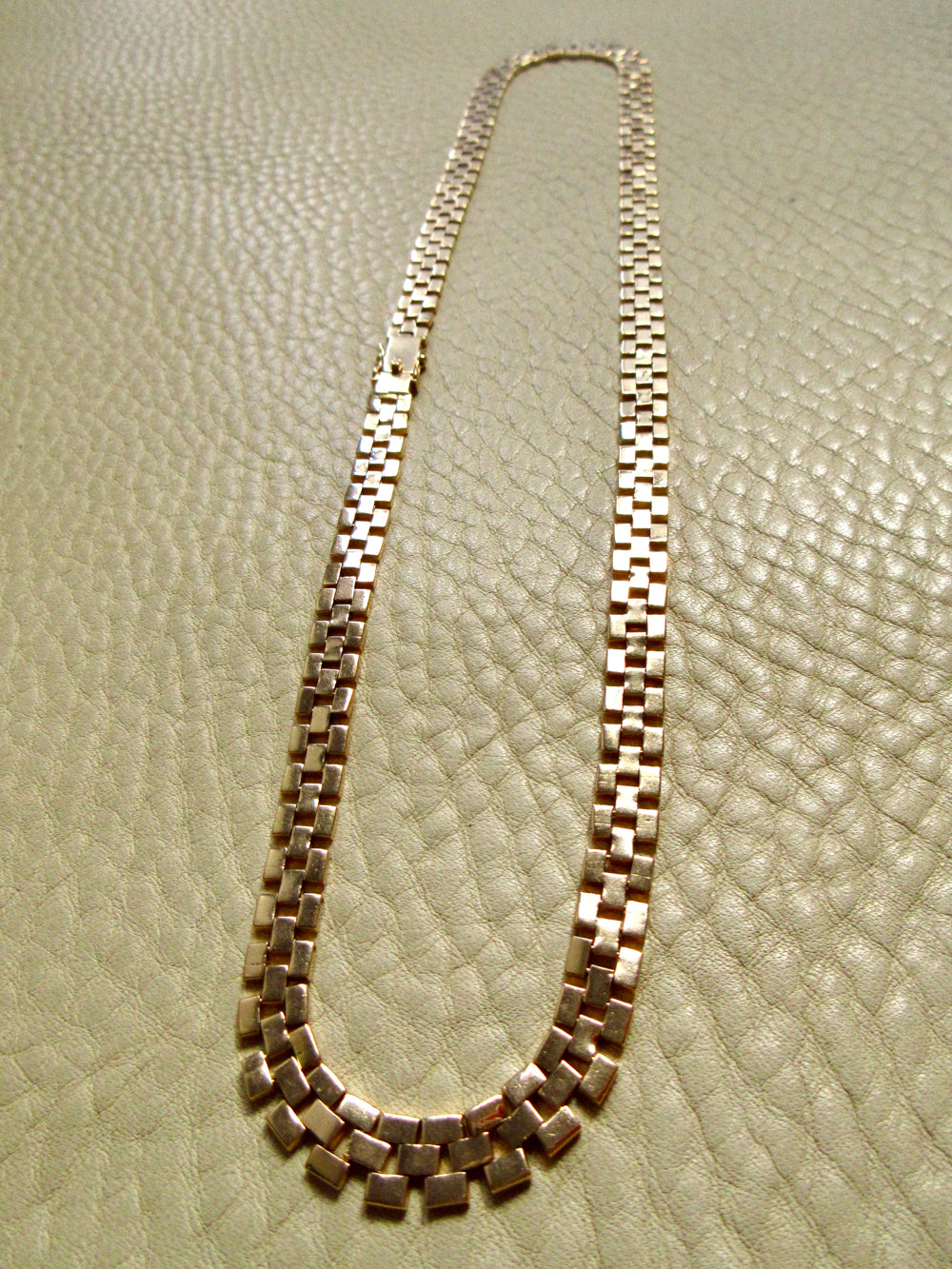 SILKY! Midcentury Italian Brick Link Necklace 18k Gold – 18.5 Inch Length