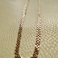SILKY! Midcentury Italian Brick Link Necklace 18k Gold – 18.5 Inch Length
