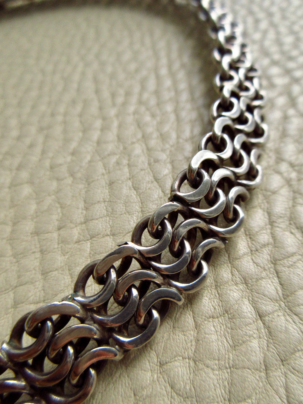 1963 Vintage Swedish Silver Crescent Link Collar Necklace – 16 inch Length