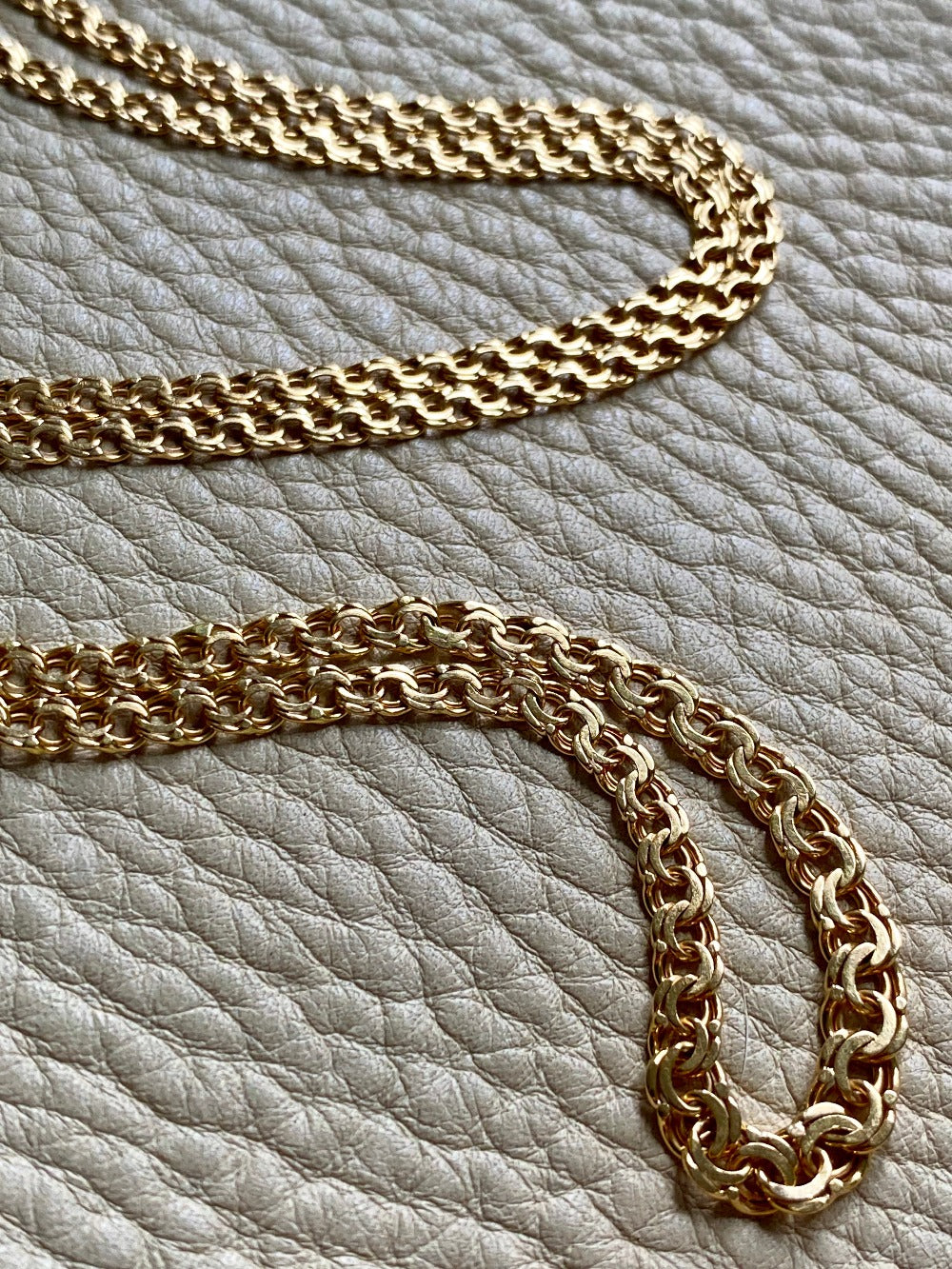 20.5 Inch longer length!  Vintage Swedish Double-link necklace - Solid 18k gold