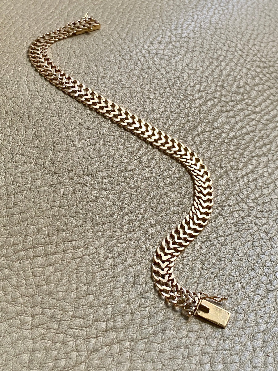 1956 Swedish vintage Herringbone bracelet in 18k gold - 7.8 inch length