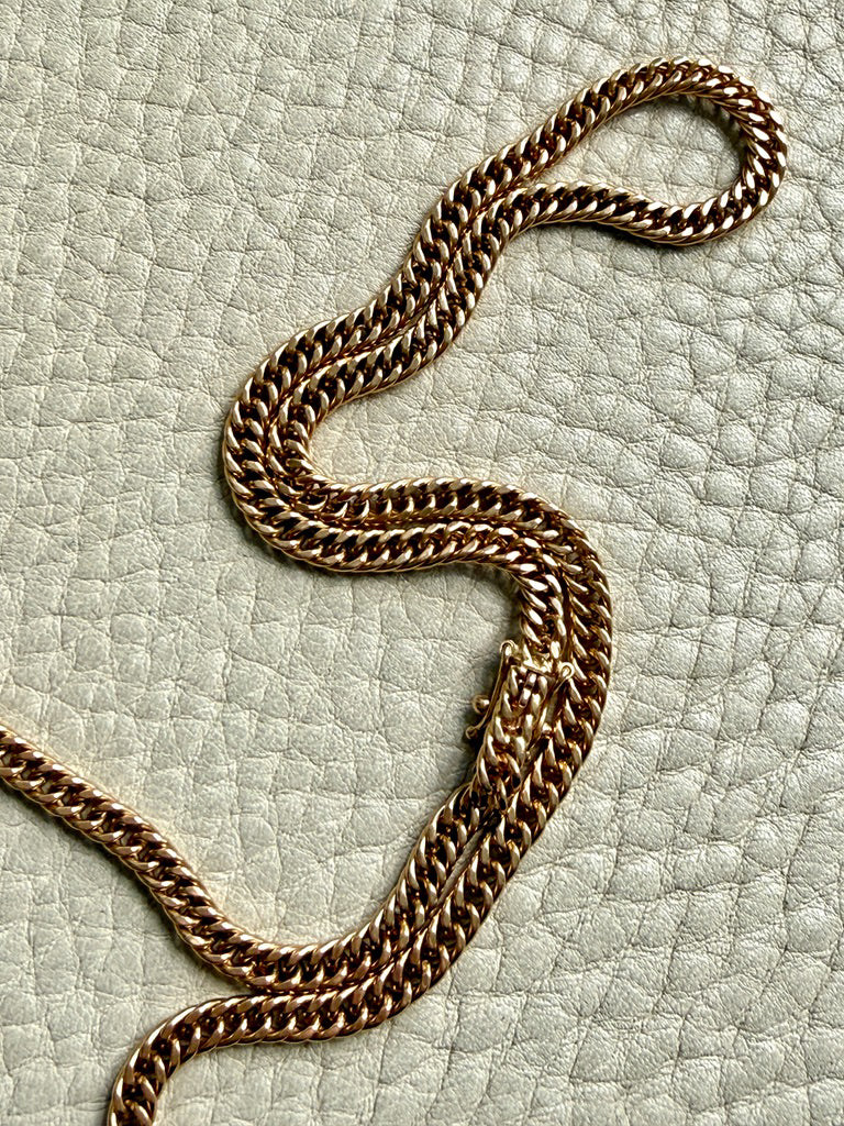 Signed Vintage Tight Curb Link Necklace 18k Gold – 18.5 Inch Length