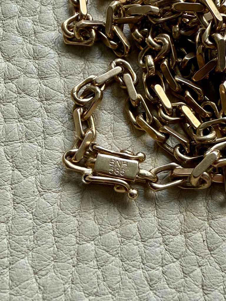 Longer Length 14k Gold Biker Link Necklace 3mm width - 22.2 inch length