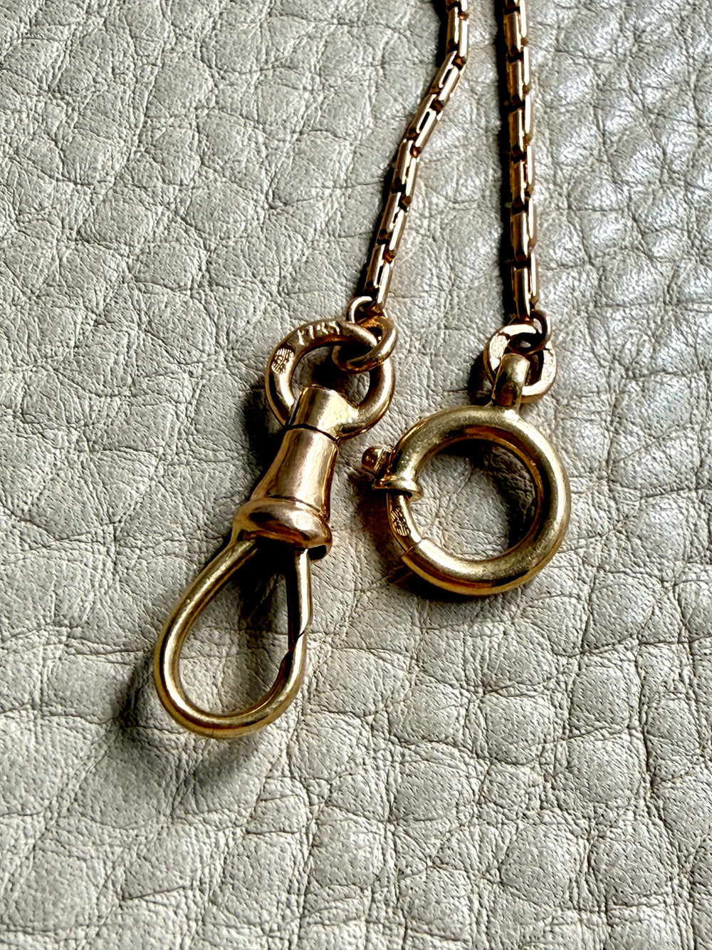 Skinny Antique Double Fetter Watch Chain Necklace 18k Gold – 17.5 Inch Length