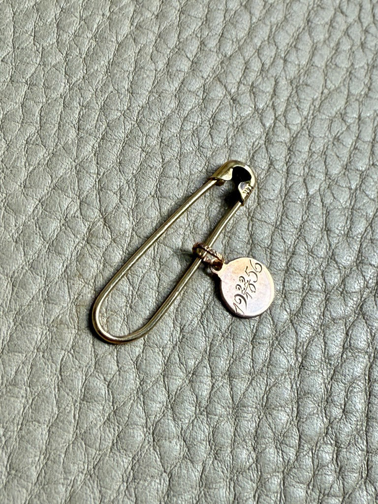 18k gold vintage charm or pendant - Medallion with BK Initials 1956