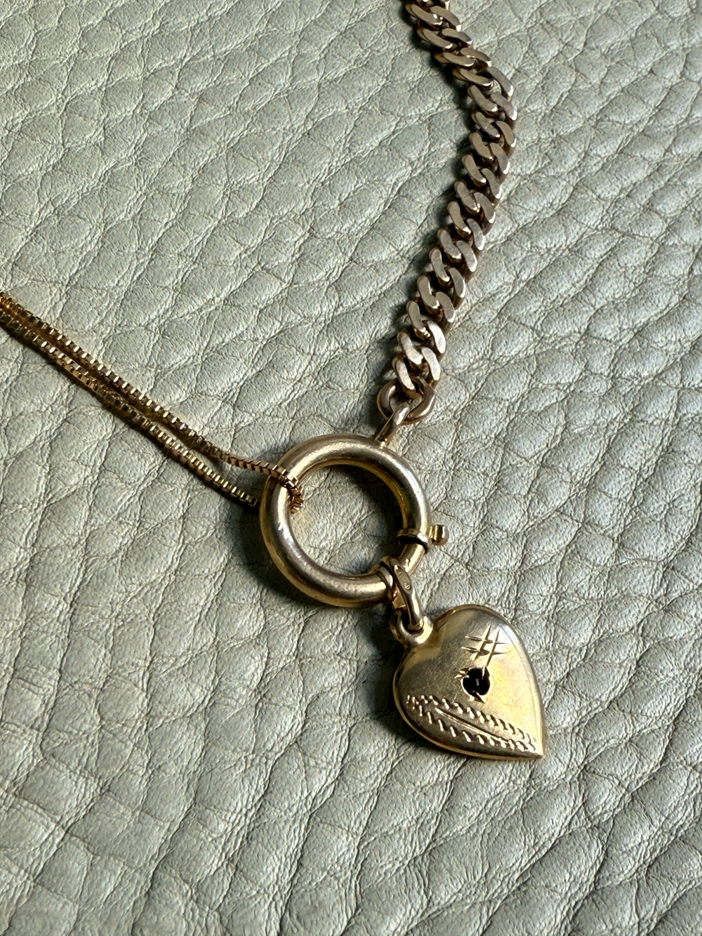 Antique 18k Gold Curb Link Watch Chain Necklace Extender with Large Bolt Clasp - 11 inch length