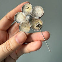 1950s Sterling Silver Filigree Flower Brooch - 1.8 inch diameter