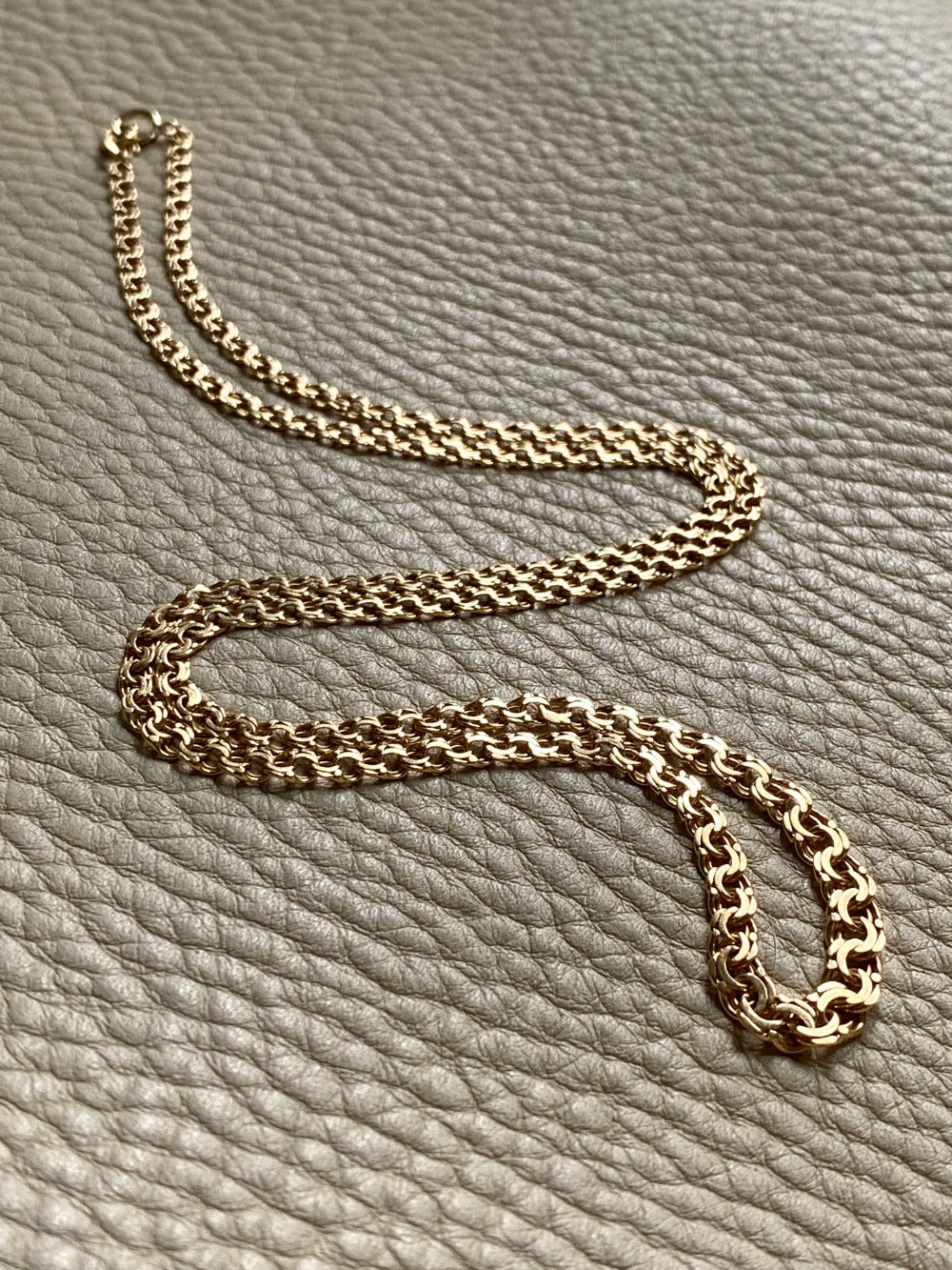 20.5 Inch longer length!  Vintage Swedish Double-link necklace - Solid 18k gold