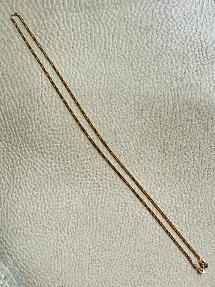 Danish Vintage 14k Gold Curb Link Chain Necklace - Excellent long length 23.75 inch length