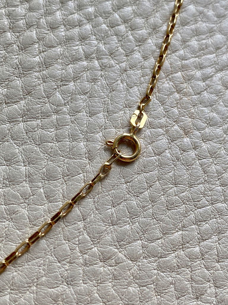 18k Gold Vintage Skinny Elongated Biker Link Chain Necklace - 22.5 inch length