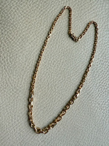 RARE Midcentury Era 14k gold Graduated Biker Link Necklace Signed Edvin Einar & C Larsen - 17.8 inch length