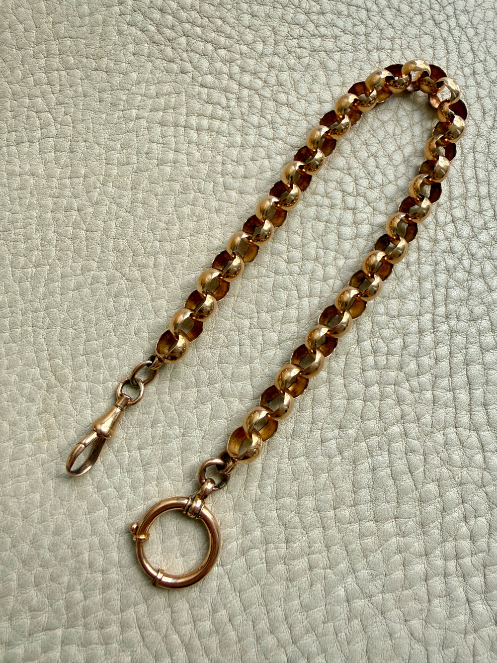1903 Swedish Antique 18k Gold Chubby Rolo Chain Necklace with Bolt Clasp – 11.25 inches