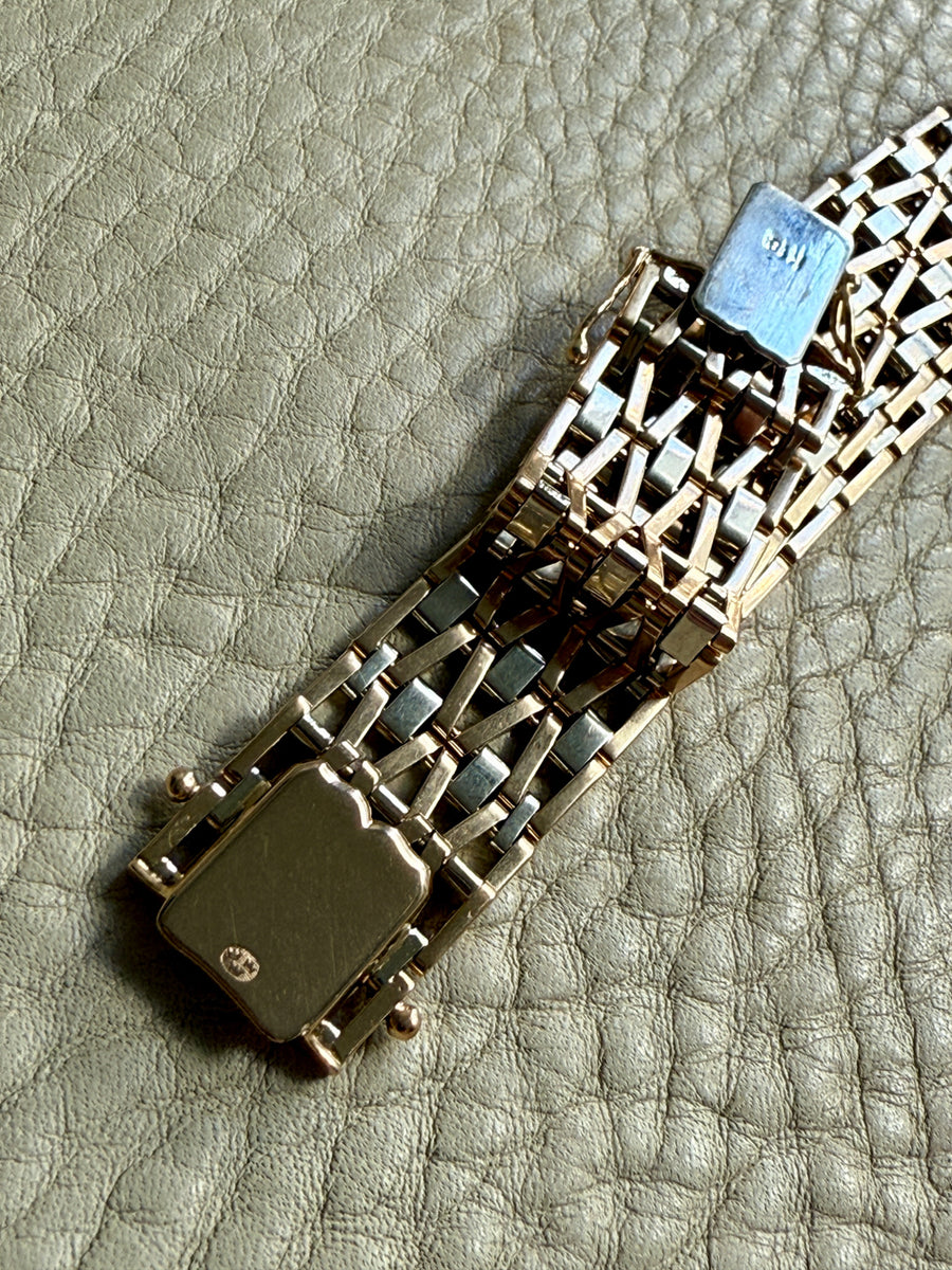 Phenomenal Geometric Link Bracelet in Mixed 18k solid gold - Vintage Scandi - 7.2 inch length