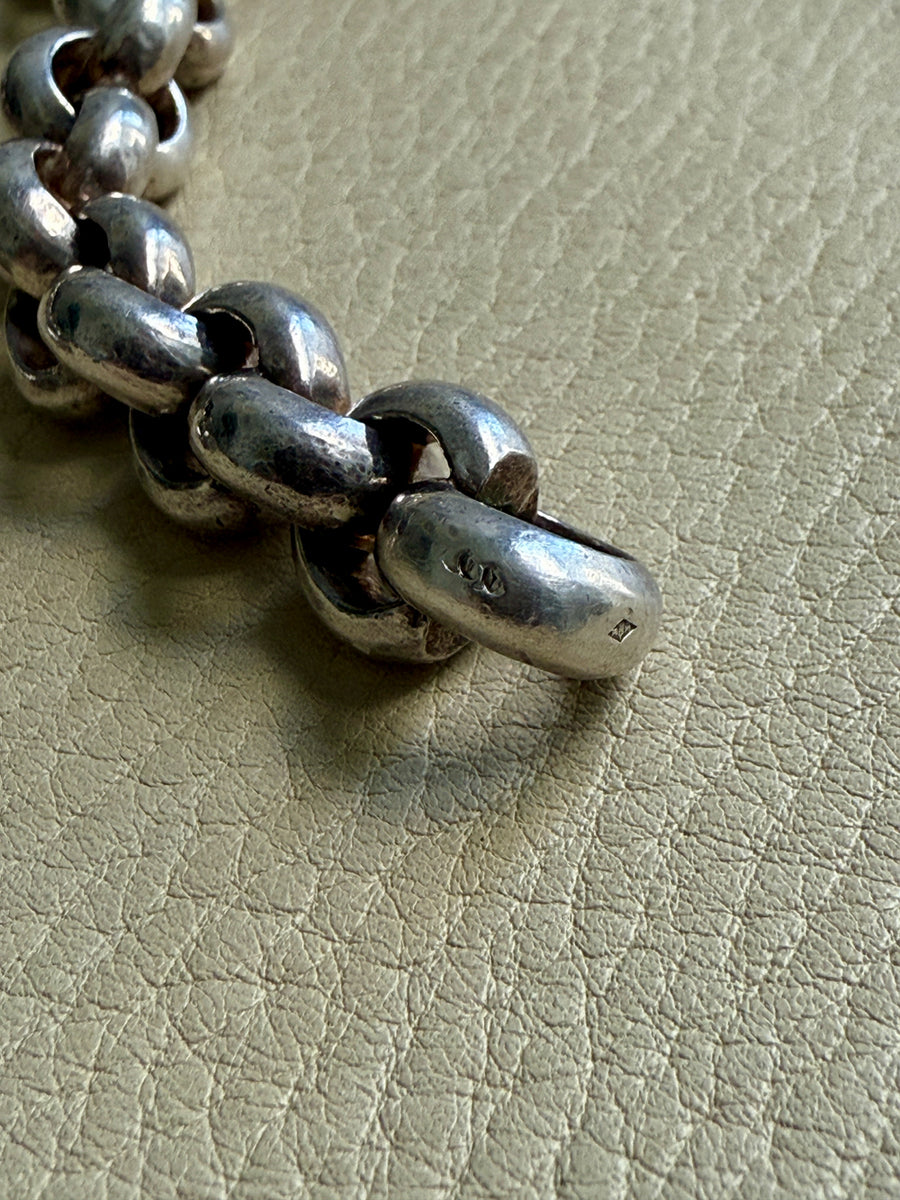 MEGA ROLO!! Heavy 228 gram Silver Rolo Link Necklace with Large Bolt Clasp - 17.5 inch length