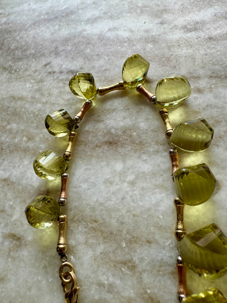JUICY! Graduated Lemon Quartz and 14k gold necklace - 18 inch length