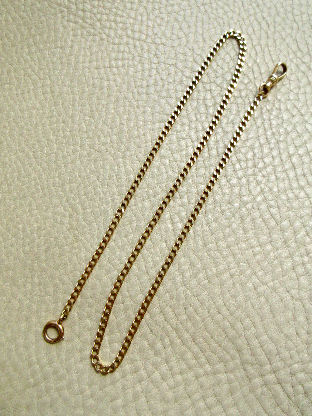 Vintage 14k Gold Faceted Curb Link Watch Chain Necklace – 19.3 Inch Length
