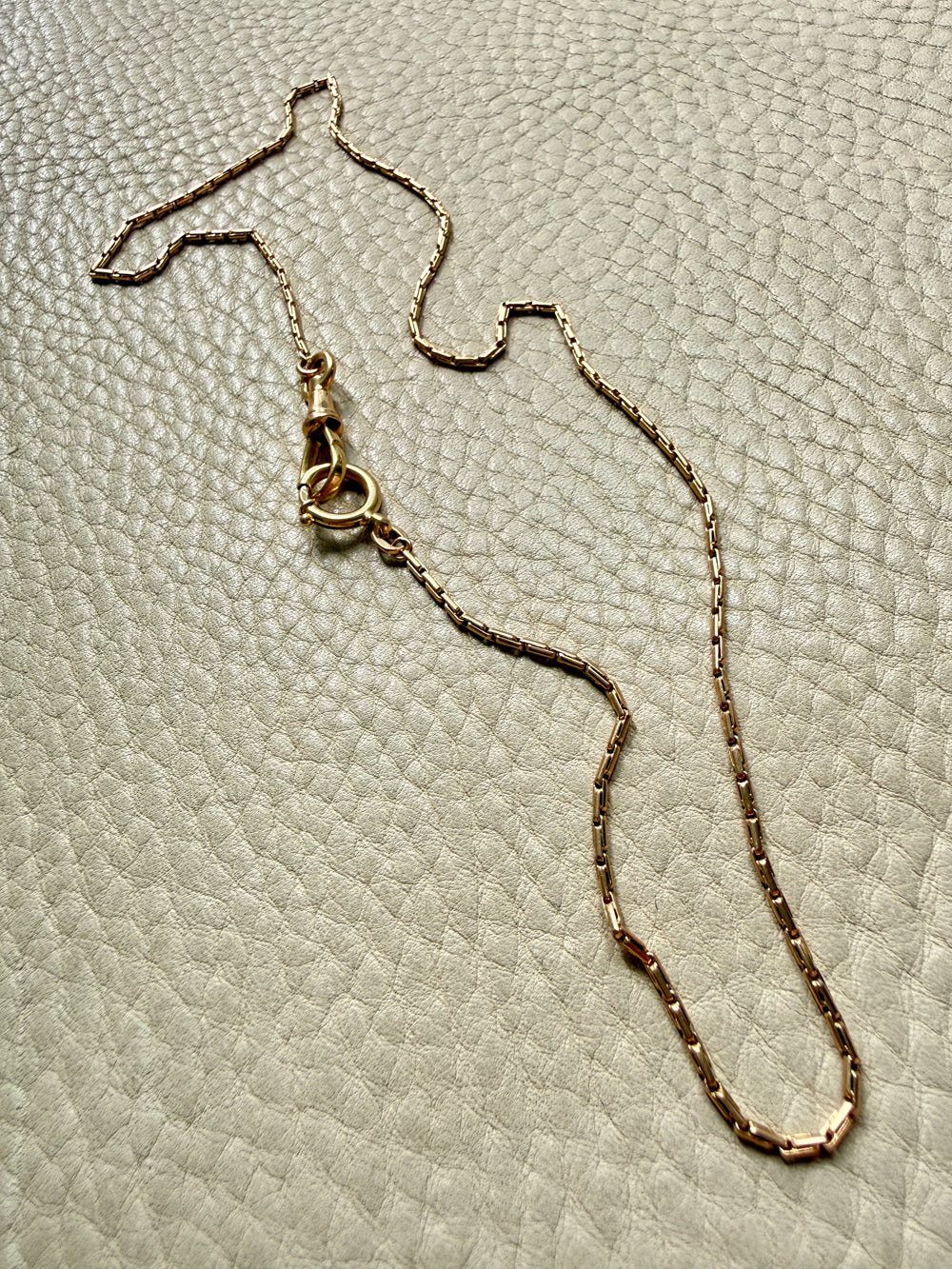 Skinny Antique Double Fetter Watch Chain Necklace 18k Gold – 17.5 Inch Length