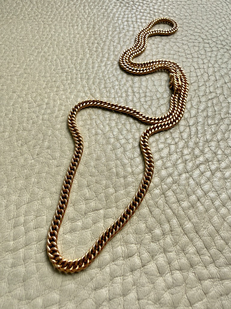 Signed Vintage Tight Curb Link Necklace 18k Gold – 18.5 Inch Length