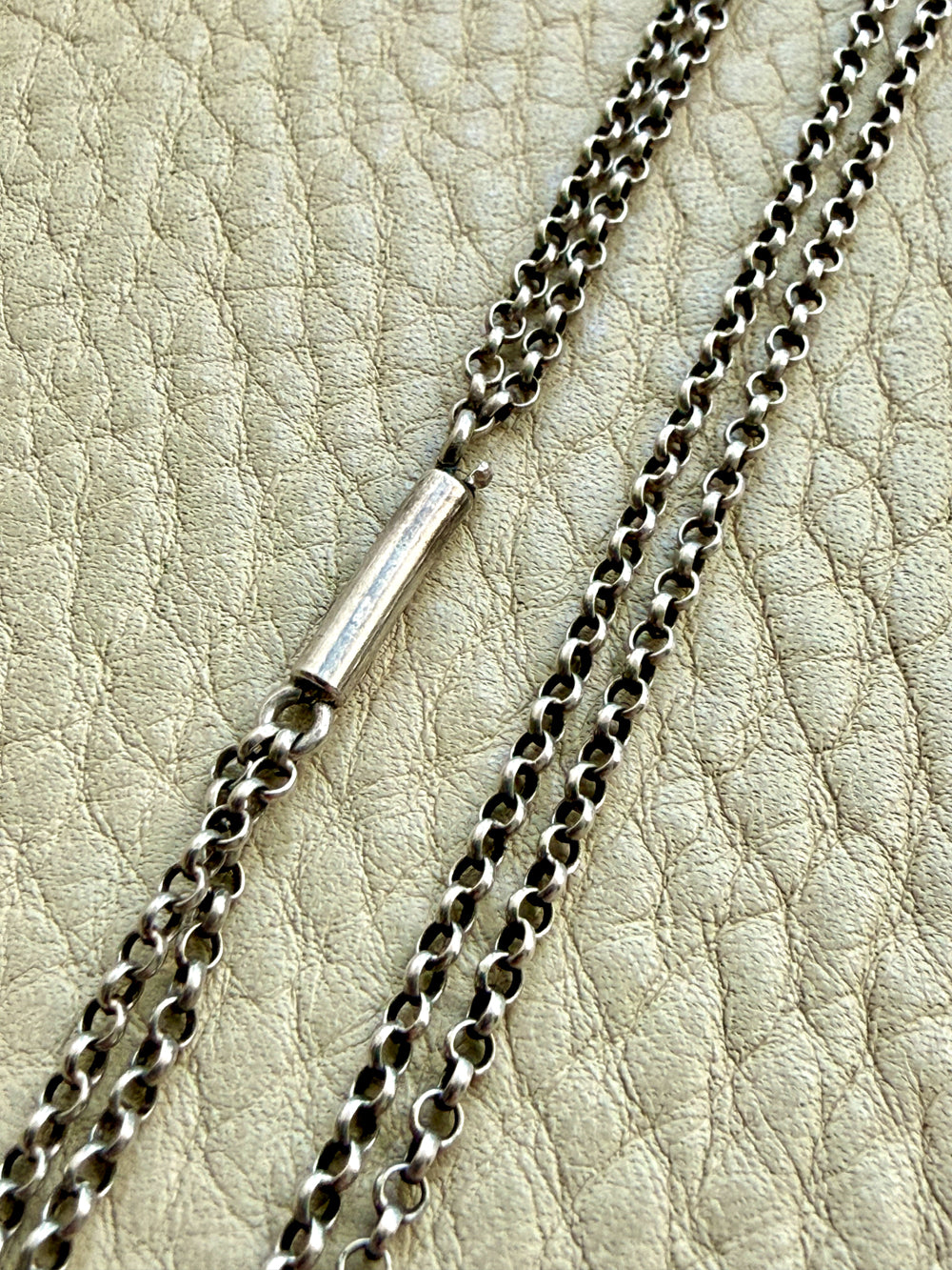 Antique Double Rolo Link Necklace with Barrel Clasp - 18.8 inch length