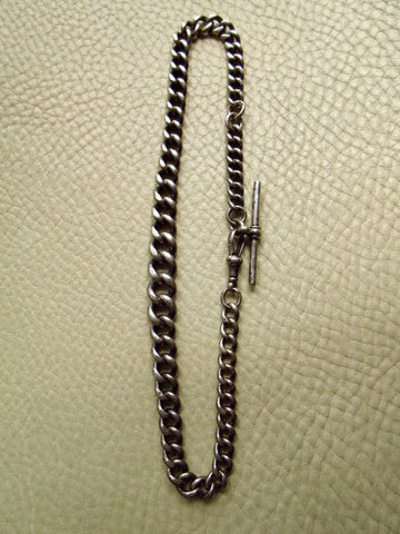 1863 Antique UK Sterling Silver Curb Link Watch Chain – 15.2 Inch Length