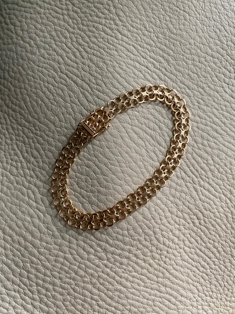 Solid 18k gold silky x-link bracelet, vintage 1970 Swedish