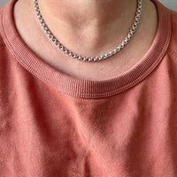 Vintage Silver Double Rolo Link Necklace – 16 Inch Length